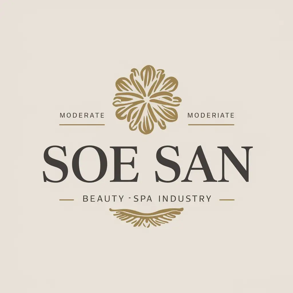 LOGO Design for SOE SAN Elegant Text with Floral Symbol Moderate Design for Beauty Spa Industry