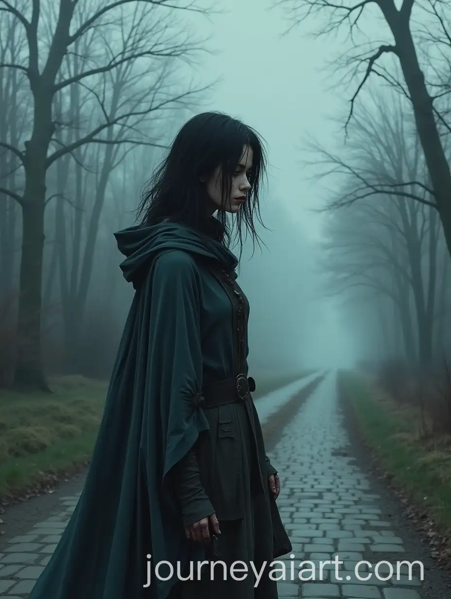 Mysterious-Woman-in-Foggy-Medieval-Night-with-Tattered-Cloak