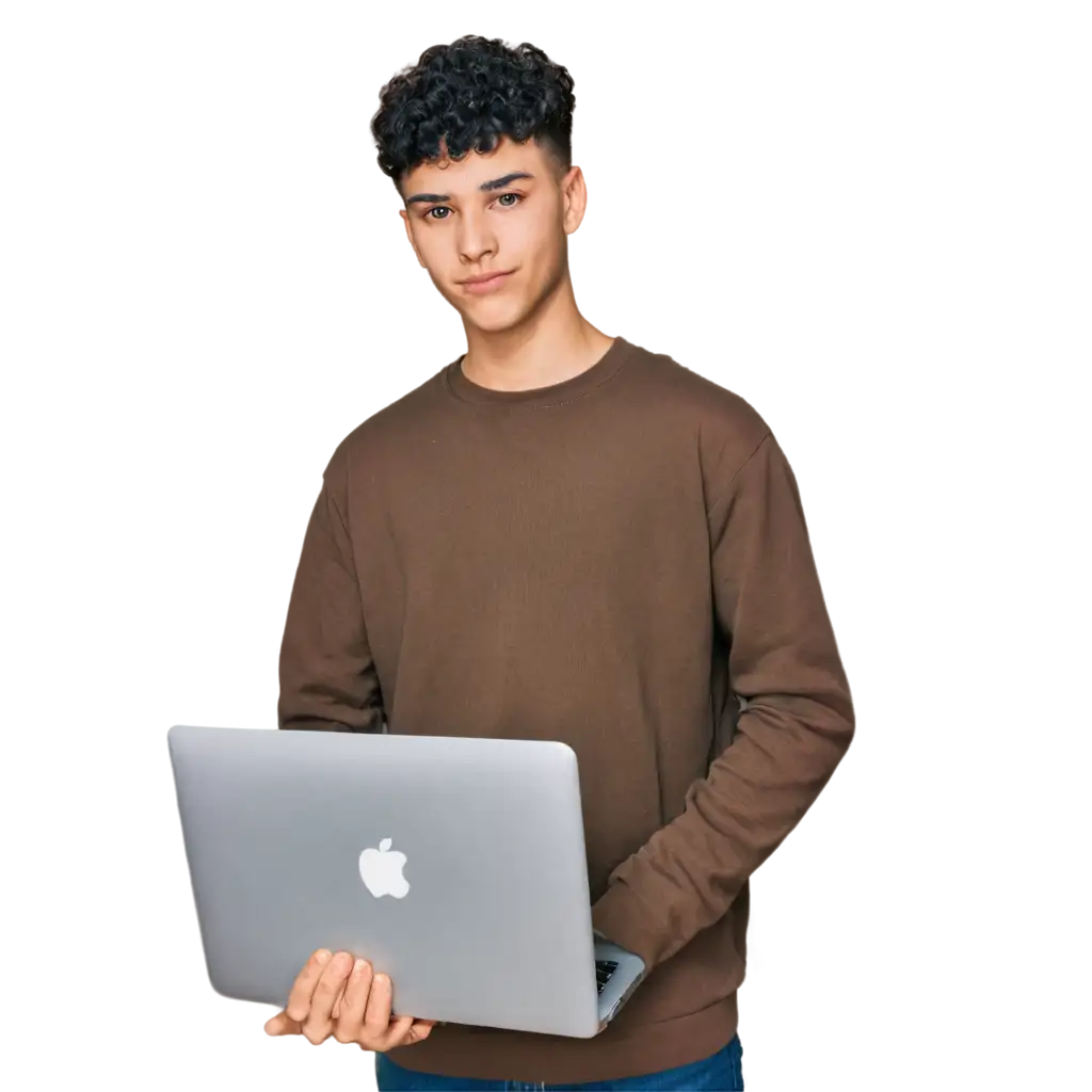 Young-Teenager-with-MacBook-HighQuality-PNG-Image-for-Versatile-Applications