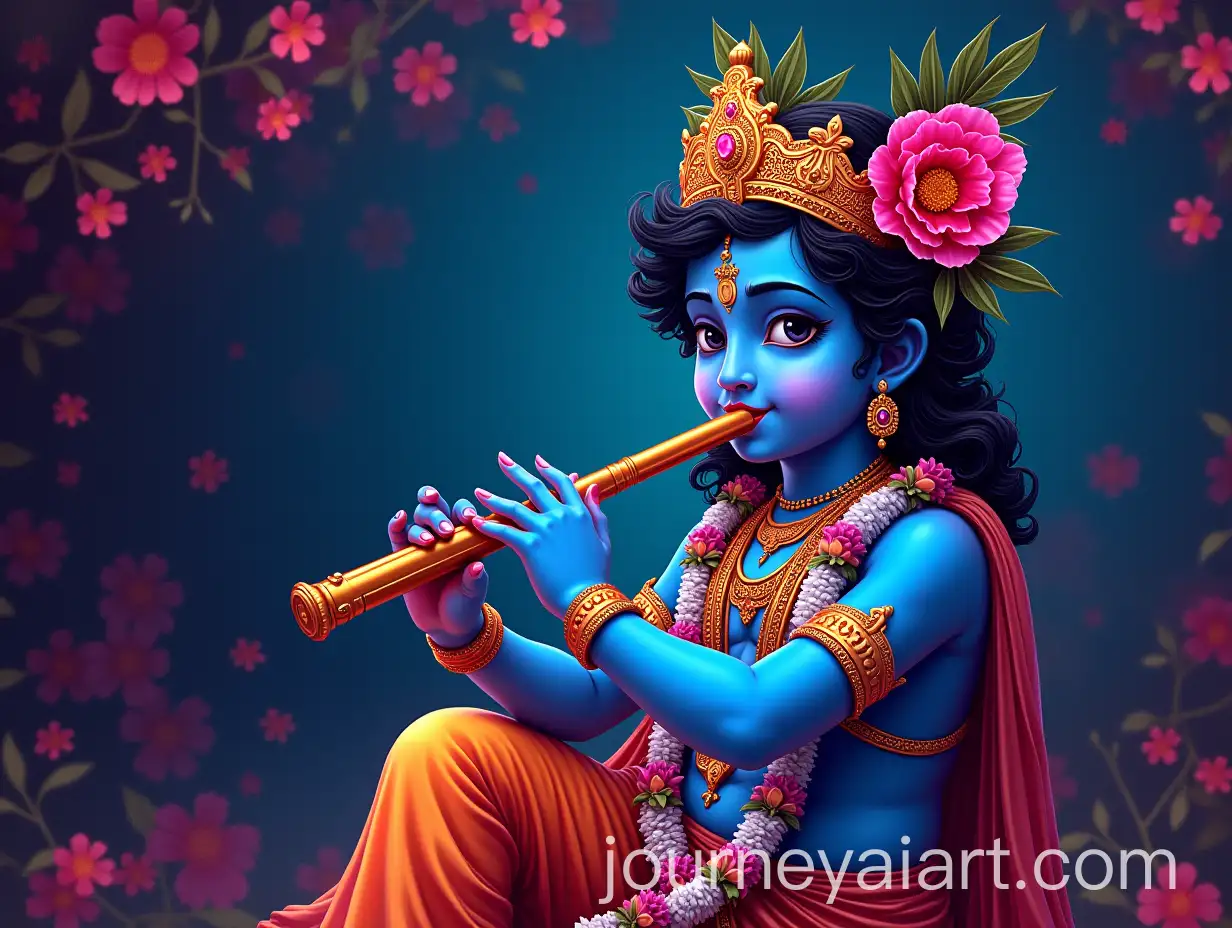 Serene-and-Colorful-Lord-Krishna-Playing-Flute-in-NeonInspired-Artwork