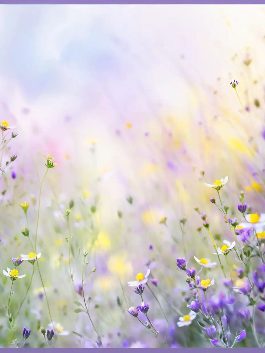 Soothing Digital Watercolor Background with Yellow and Purple Wildflowers