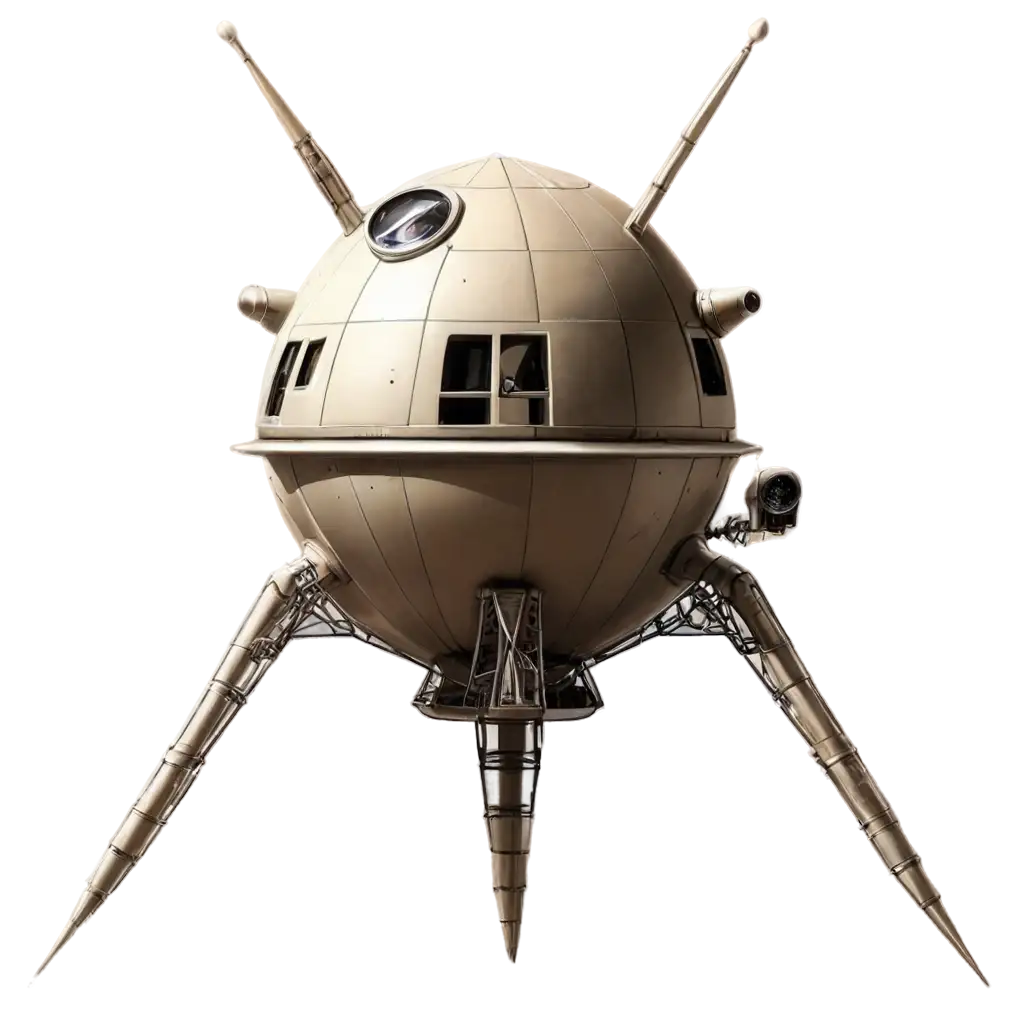 Vintage-SciFi-1960s-Spaceship-Lunar-Lander-Moon-Capsule-PNG-Image