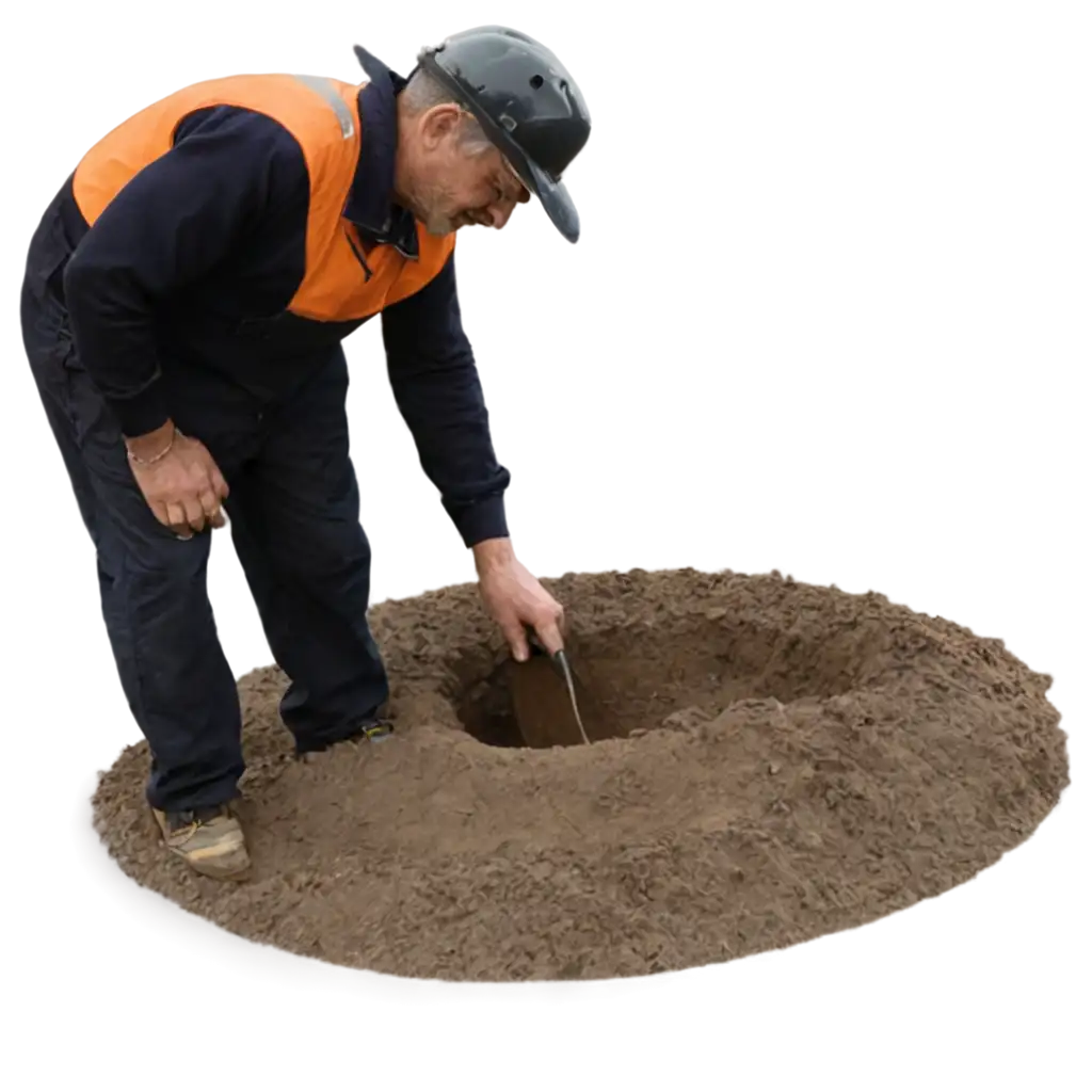 man digging hole