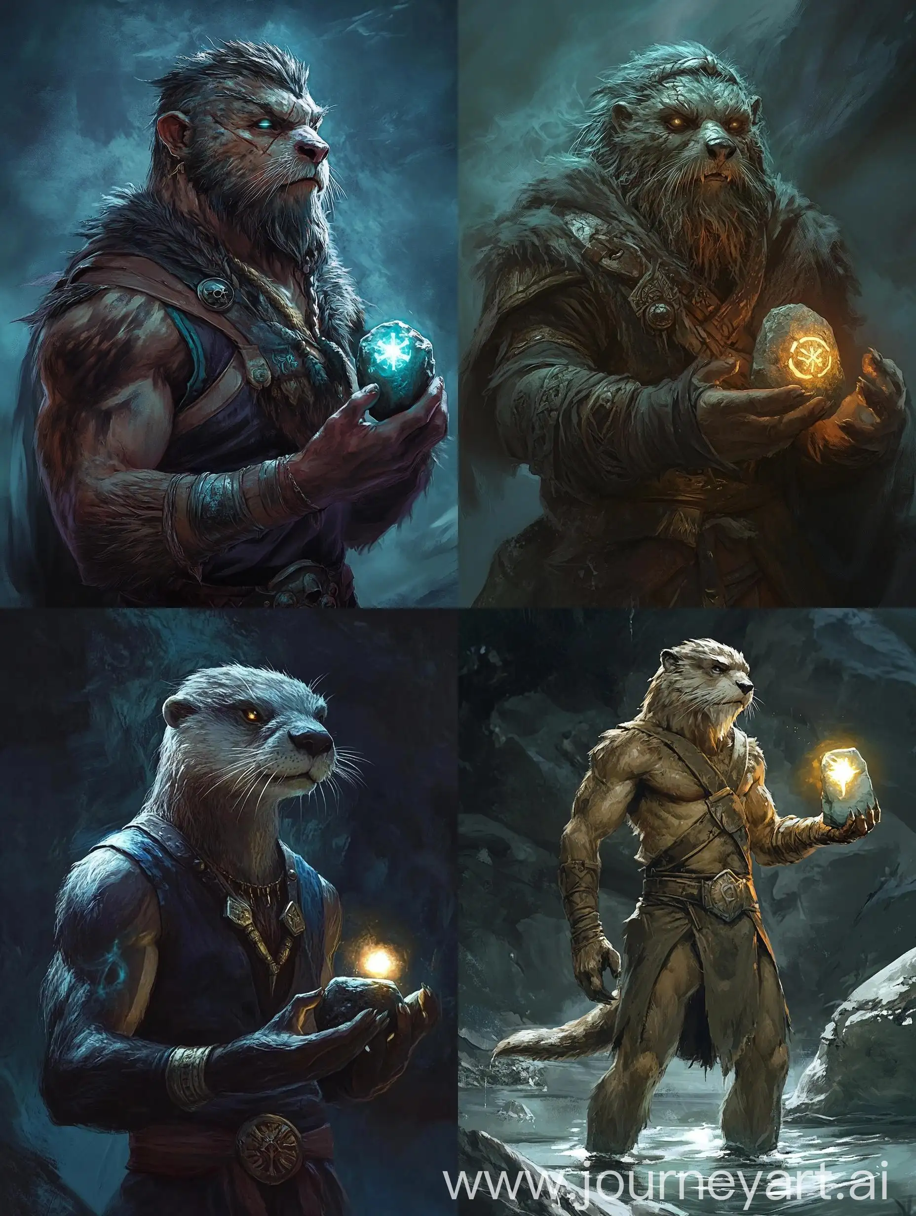 Barbarian-Warrior-with-Sea-Otter-Features-Holding-Glowing-Rune-Stone