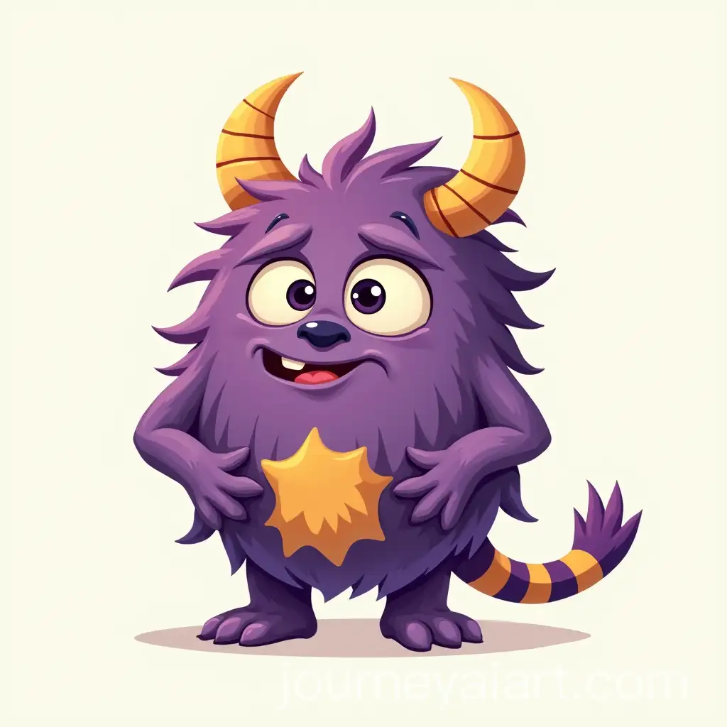 Friendly-Hairy-Monster-with-Purple-and-Yellow-Stripes-and-Thin-Tail