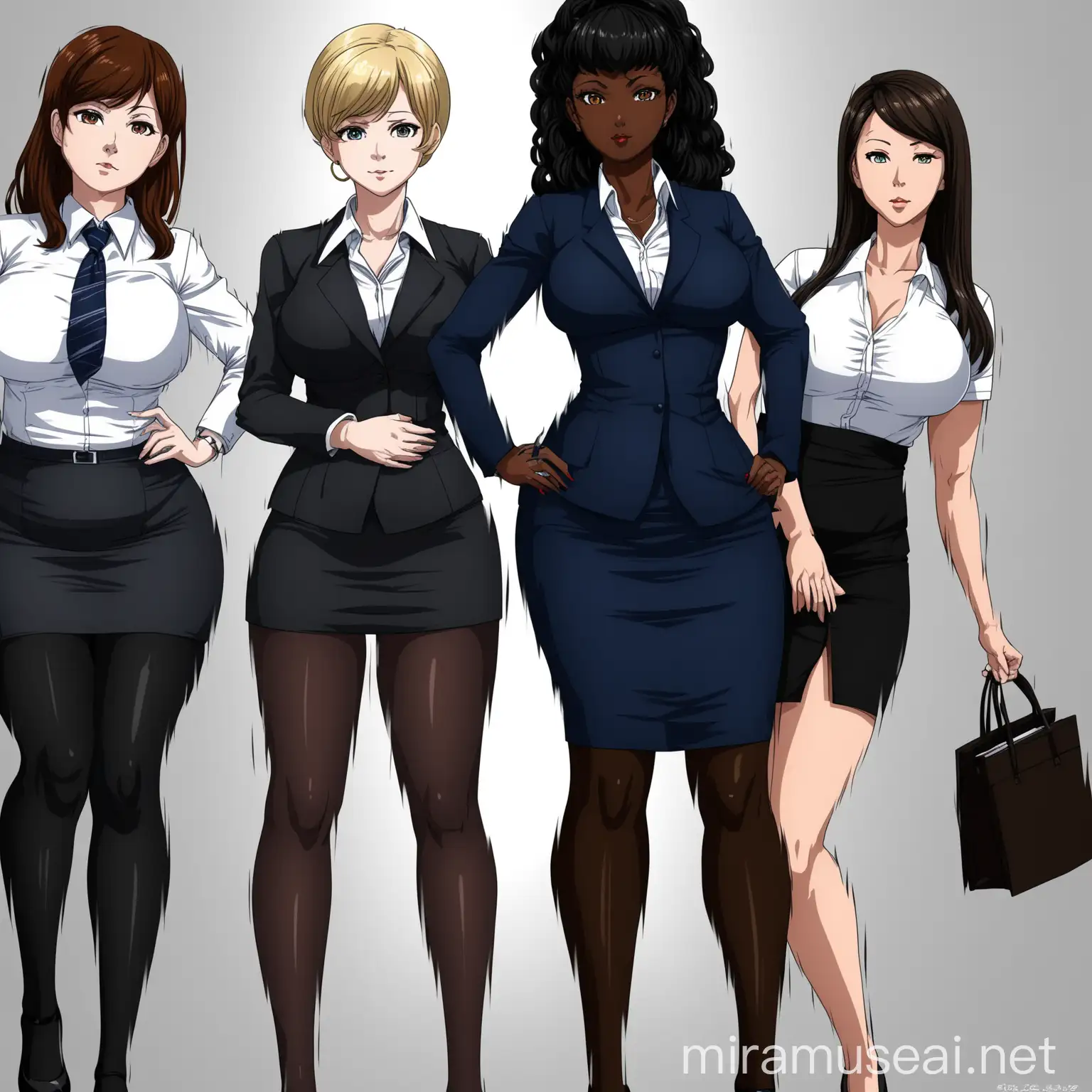 Office Women Diversity in Anime Style