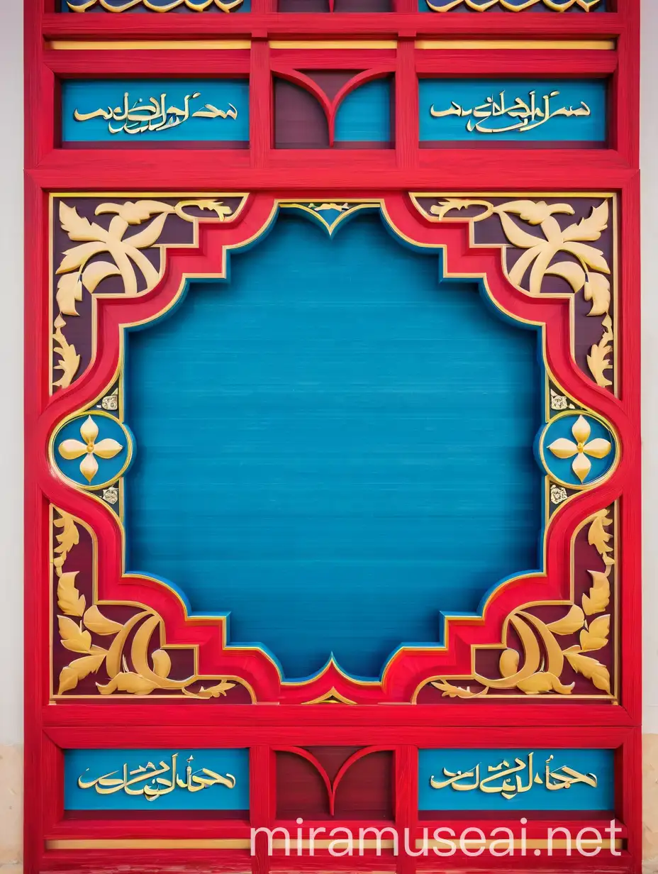 Islamic Blue Frame Design with Intricate Patterns and Elegant Details