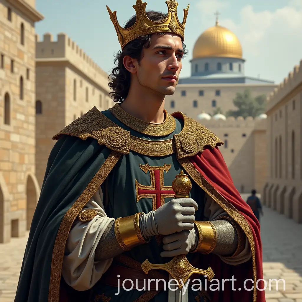 Baldwin-IV-of-Jerusalem-the-Leper-King-in-Medieval-Regalia-and-Jerusalem-Citadel