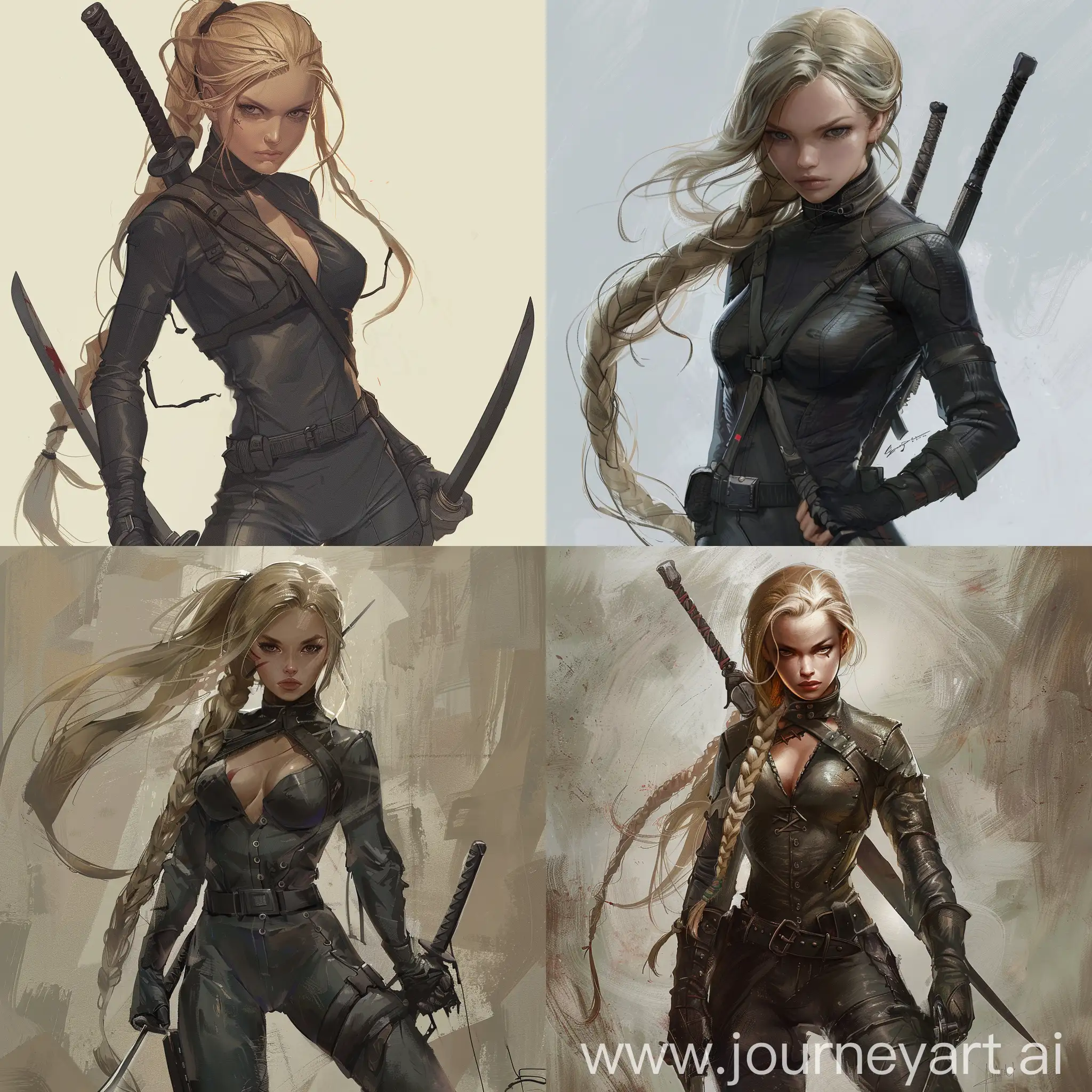 Blonde-Assassin-Girl-with-Daggers-and-Sword