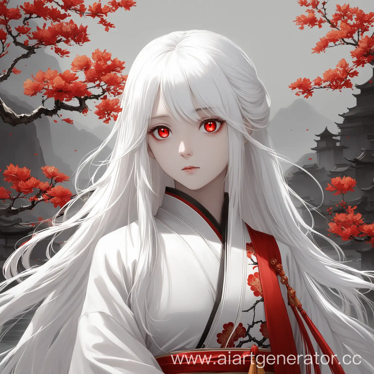 Calm-Girl-in-Chinese-Attire-with-Red-Eyes-and-Long-White-Hair