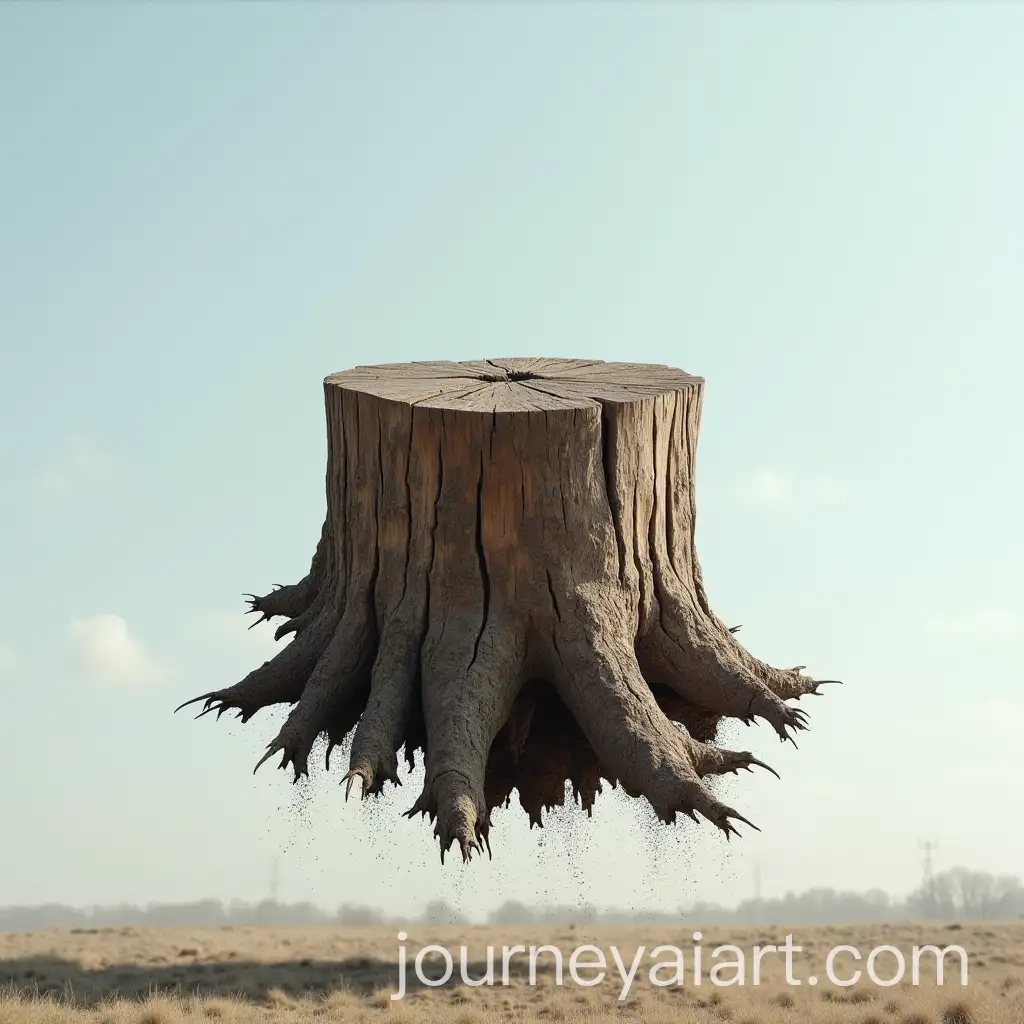 Floating-Old-Tree-Stump-in-a-Clear-Background