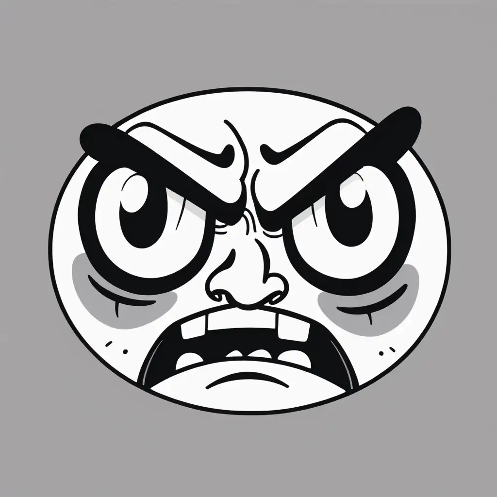 Cartoon Character with Silly Angry Expression