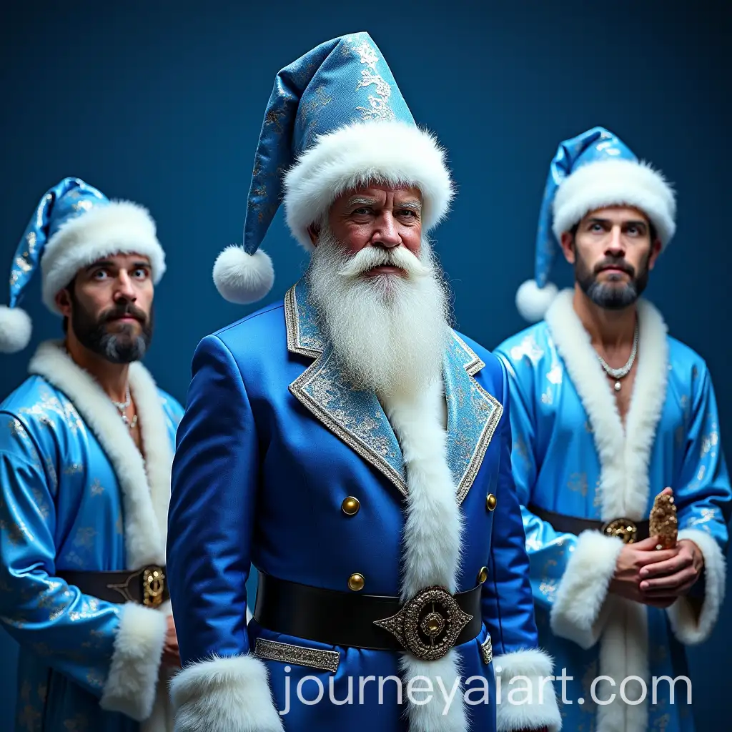 Santa-Claus-and-Three-Magi-in-Vibrant-Modern-Fashion-with-Luxurious-Details