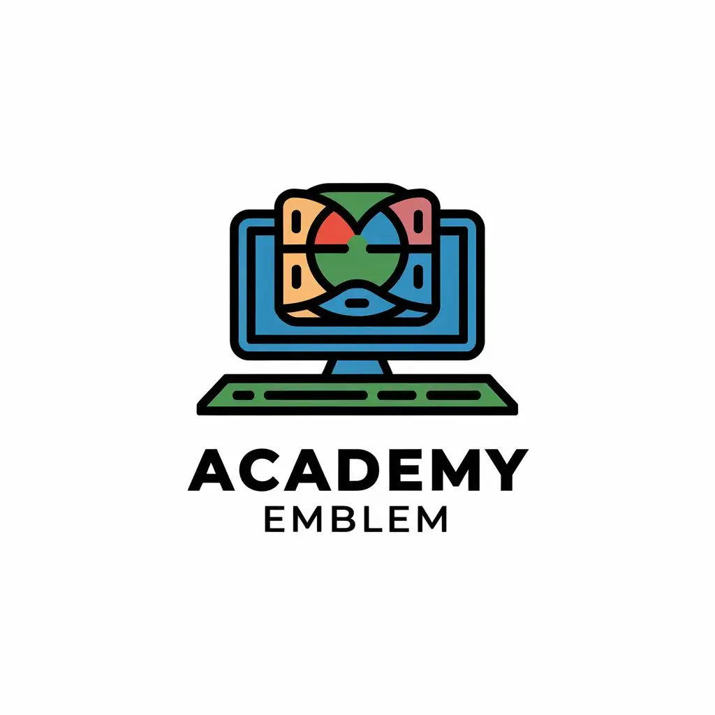 a vector logo design,with the text "academy emblem", main symbol:Computer and Art Academy,Moderate,be used in Others industry,clear background