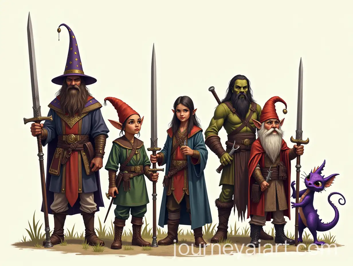 DND-Team-Adventure-Warrior-Elf-Magician-Monk-Scout-and-Bard