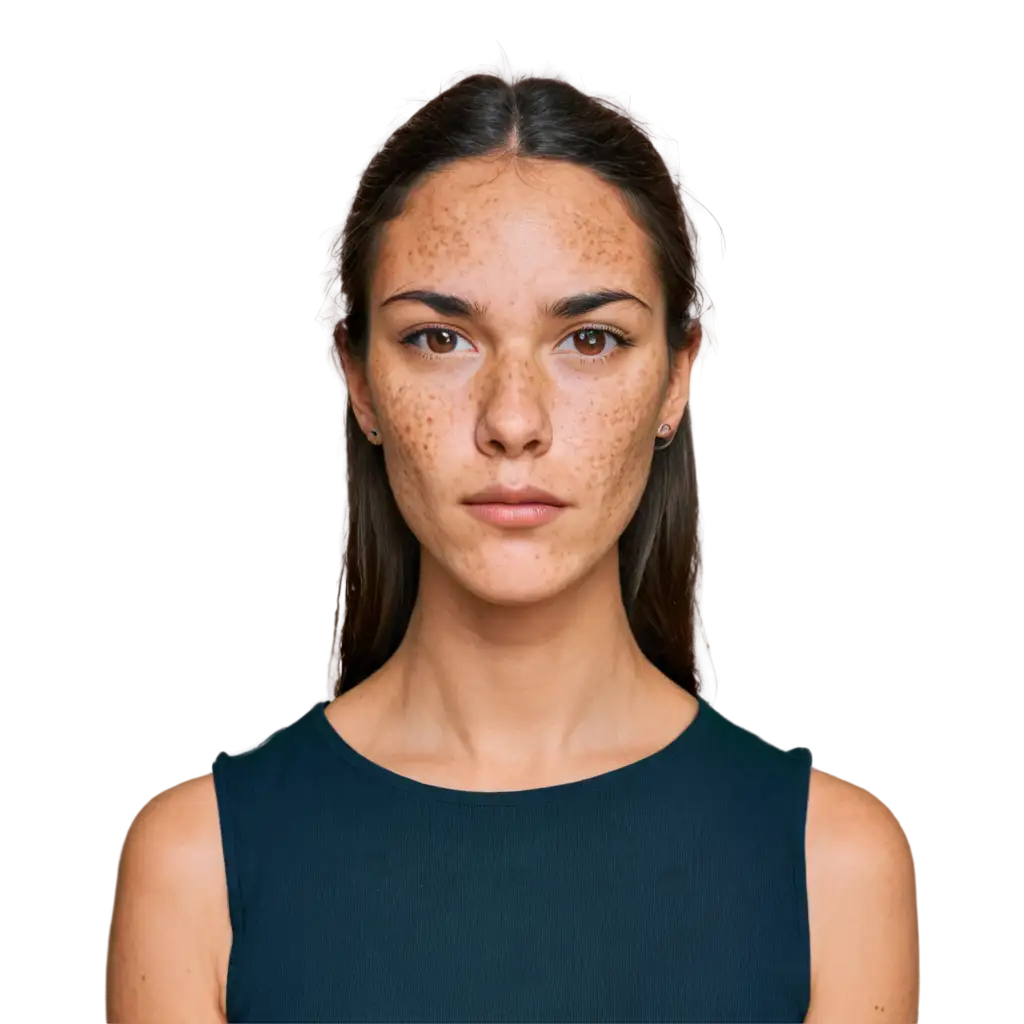 Realistic-PNG-Portrait-of-a-30YearOld-American-Woman-with-Acne-Scars-and-Freckles