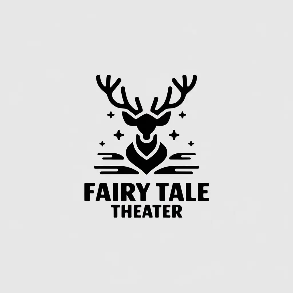 LOGO-Design-For-Fairy-Tale-Theater-Deer-with-Antlers-and-Stars-on-Clear-Background