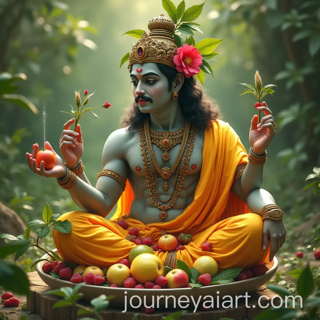 Devotee-Offering-Leaves-Flowers-Fruits-and-Water-with-Devotion