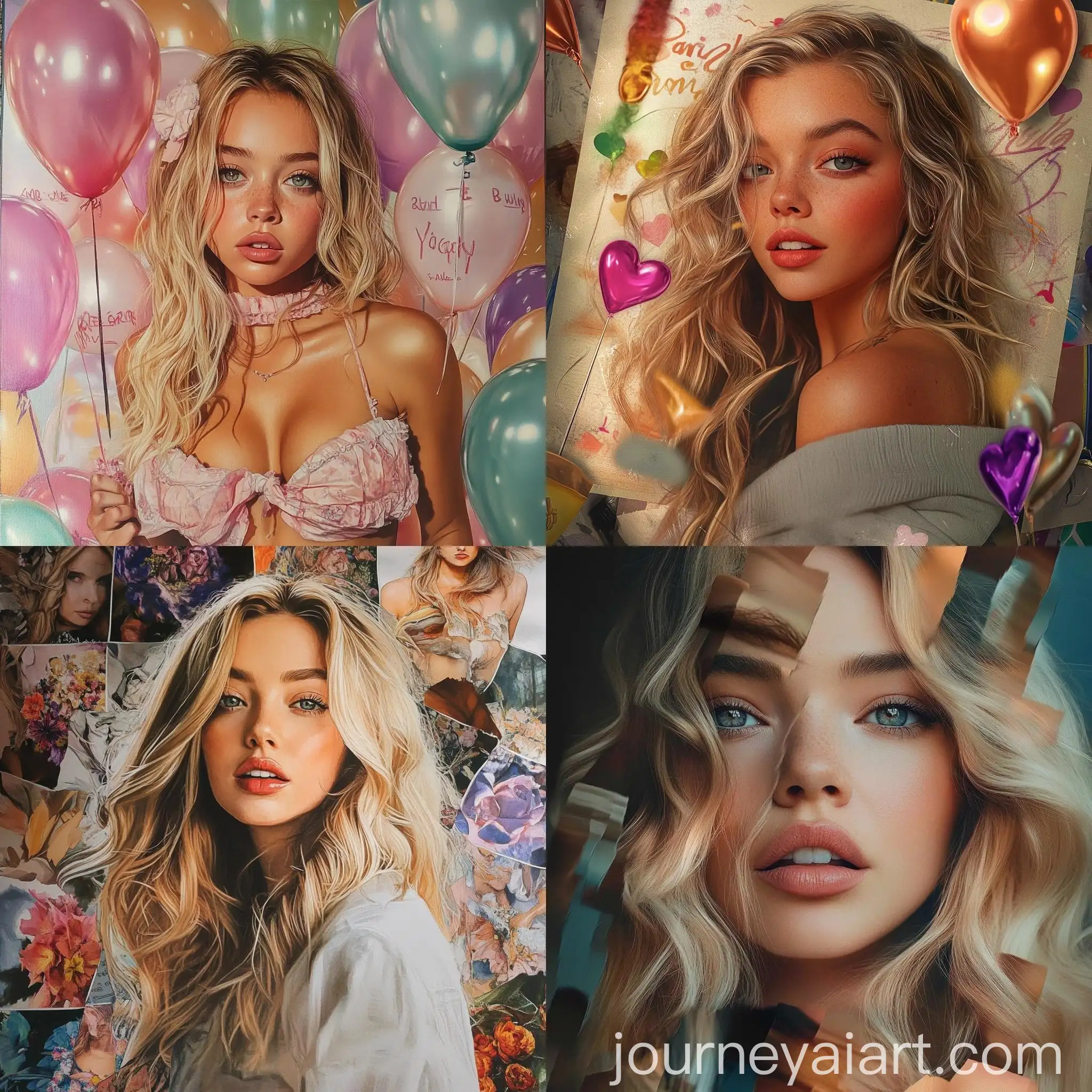 Birthday-Poster-Design-Featuring-Multiple-Realistic-Images-of-Sydney-Sweeney