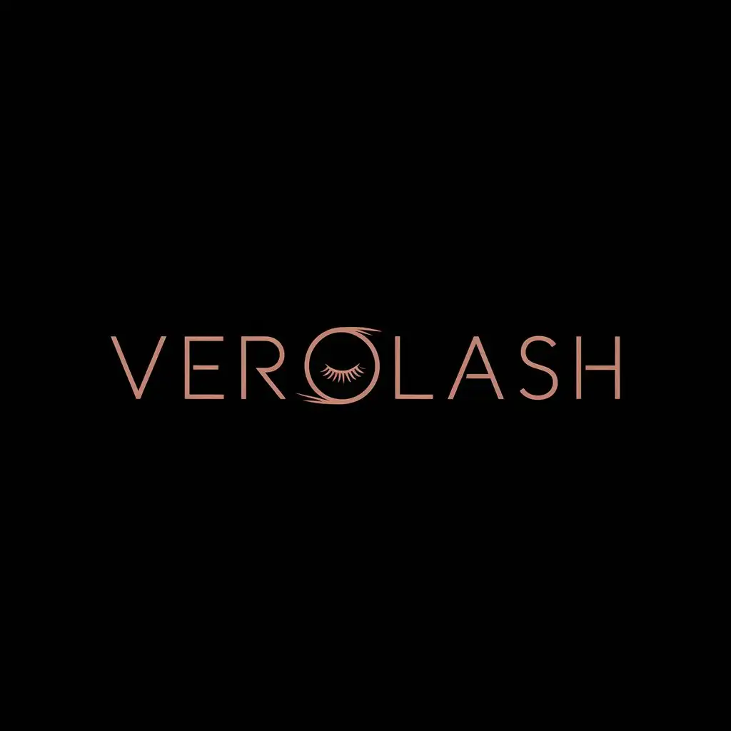 LOGO Design for Verolash Minimalistic Eyelash Extensions on Black Background