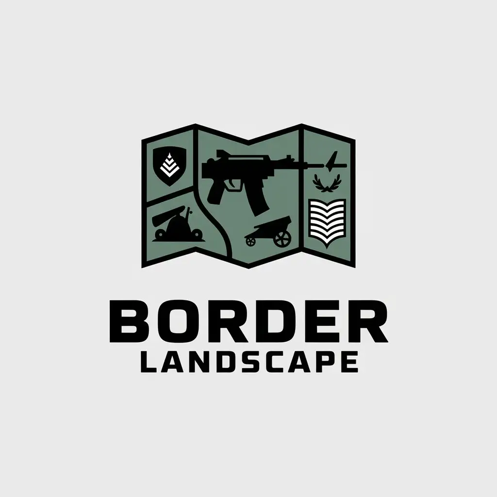 LOGO Design For Border Landscape Military Insignia with Minimalistic Style