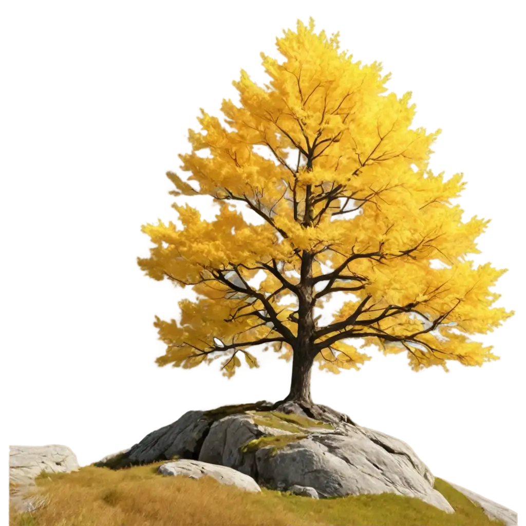 Animated-Yellow-Leafs-Tree-on-Top-of-High-Mountain-PNG-Image