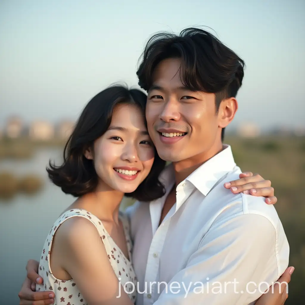 Embracing-Couple-in-PostWar-Setting