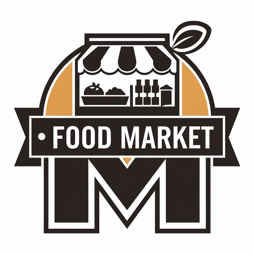 a vector logo design,with the text "M", main symbol:food market,Moderate,be used in Home Family industry,clear background