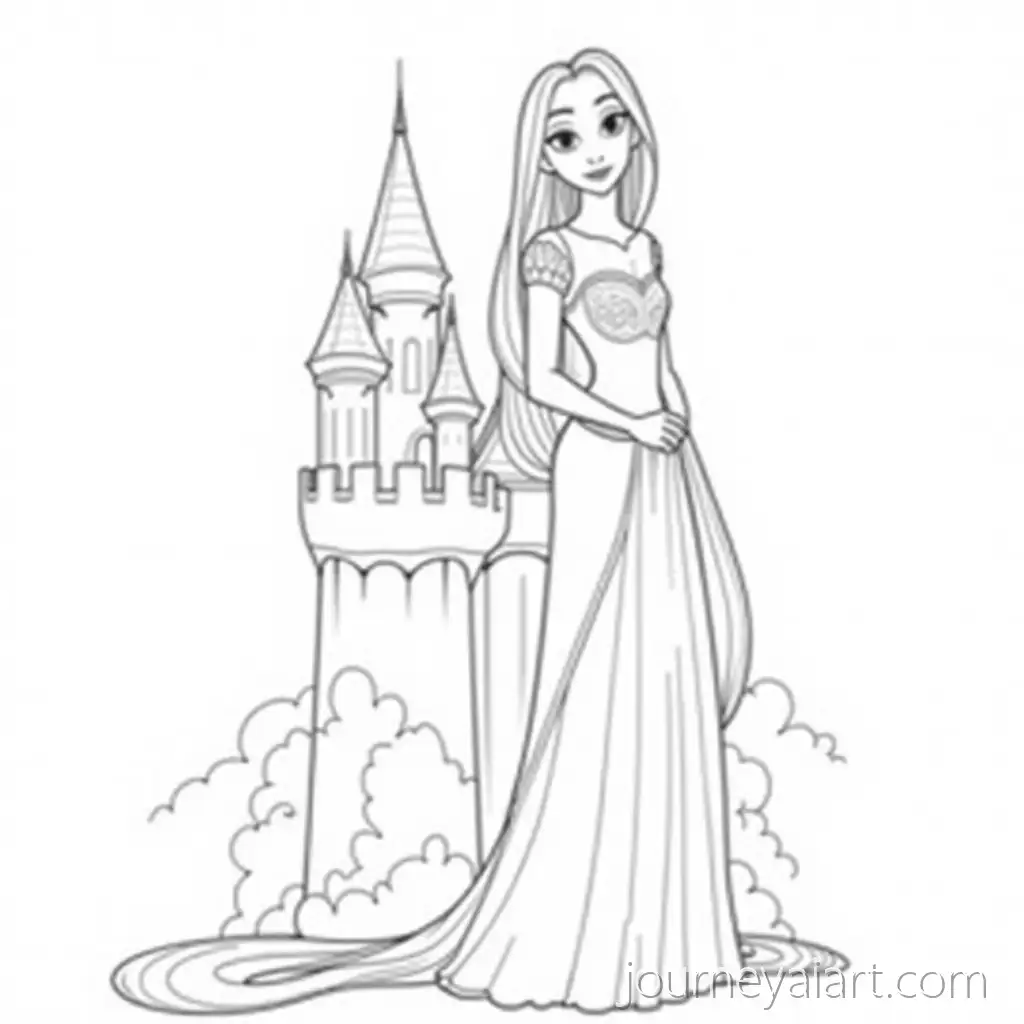 Rapunzel-with-Long-Hair-in-a-Tower-for-ColoringAI-Image-Prompt-Expansion-Page