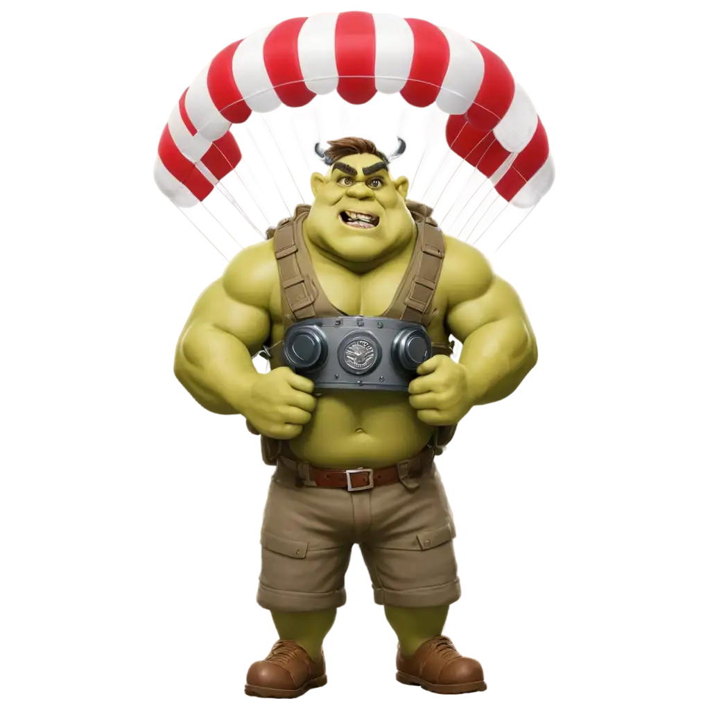 Muscular-Ogre-Paratrooper-Holding-Gym-Weights-with-Open-Parachute-PNG-Image