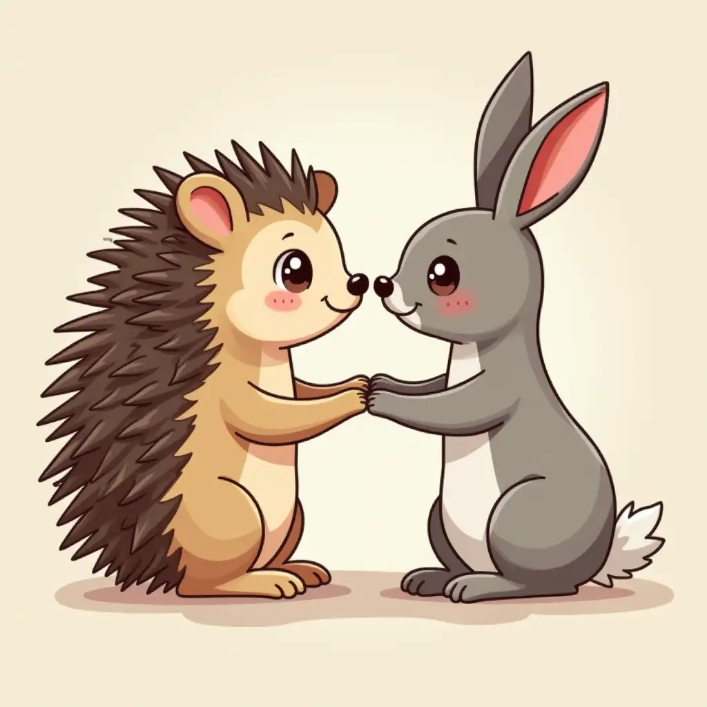 Adorable-Hedgehog-and-Rabbit-Best-Friends-in-a-Whimsical-Forest