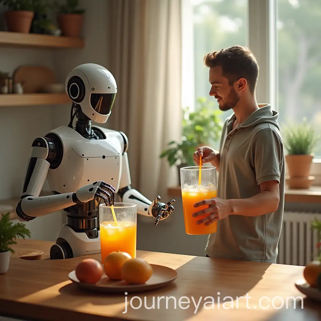 Robot-Serving-Juice-to-Owner-and-Friend-at-Home