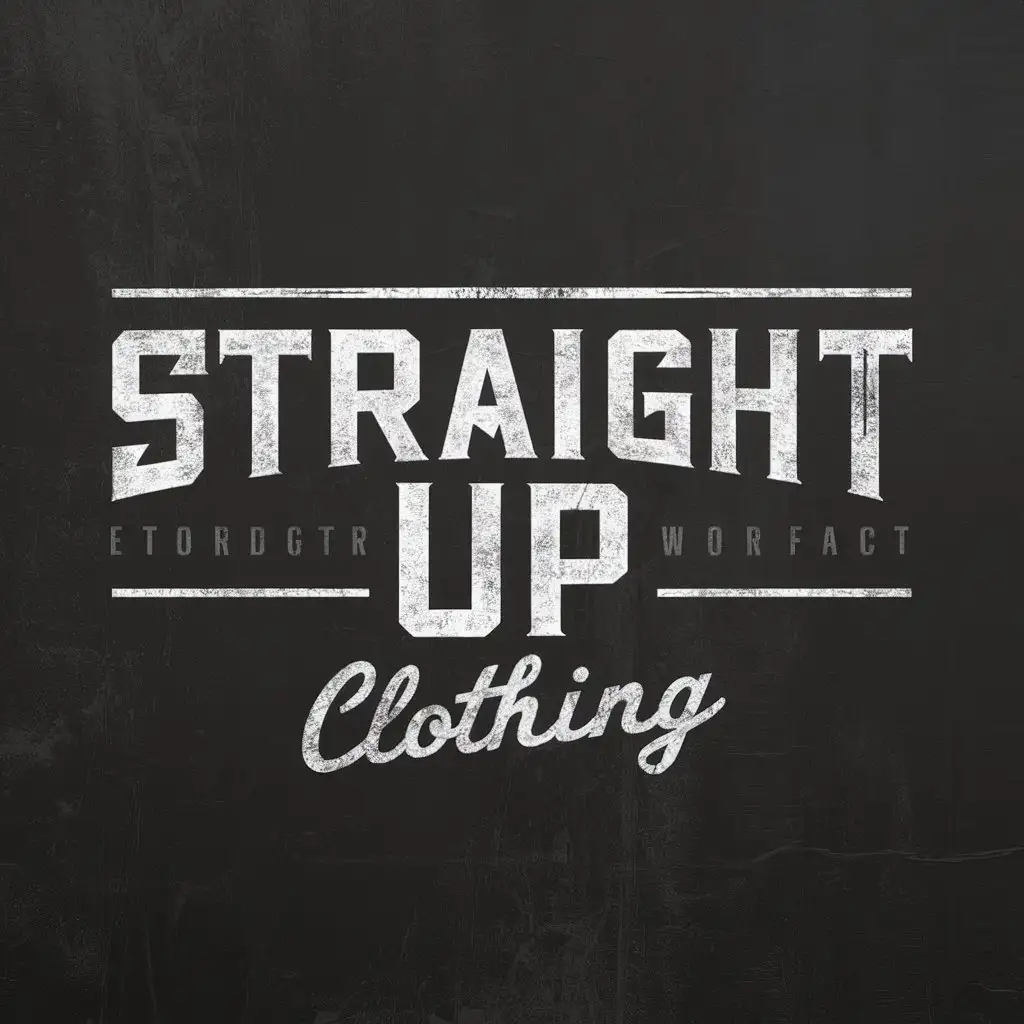 LOGO Design For Straight Up Clothing Bold Urban Wordmark on Textured Matte Black Background