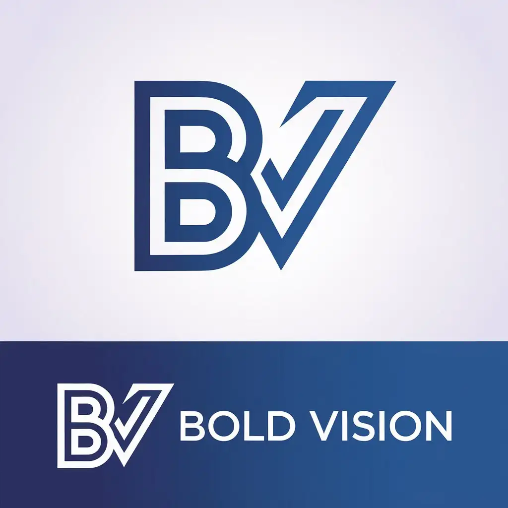 LOGO Design for Bold Vision Intertwined b and v in Blue on White Background