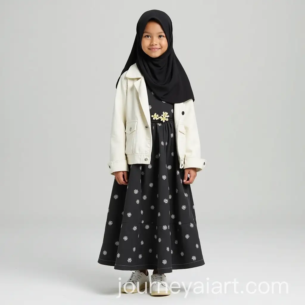 Young-Girl-in-Black-Hijab-with-Floral-Dress-and-White-Jacket