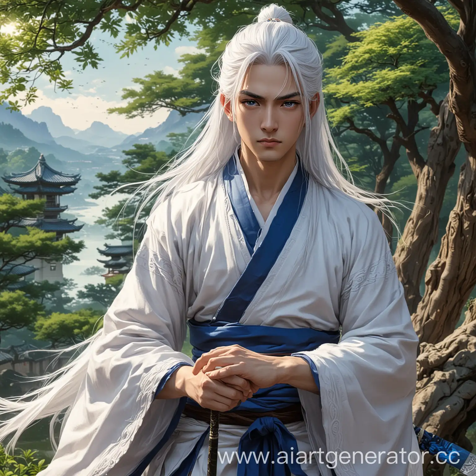 Master-Swordsman-in-Tranquil-Pagoda-Landscape