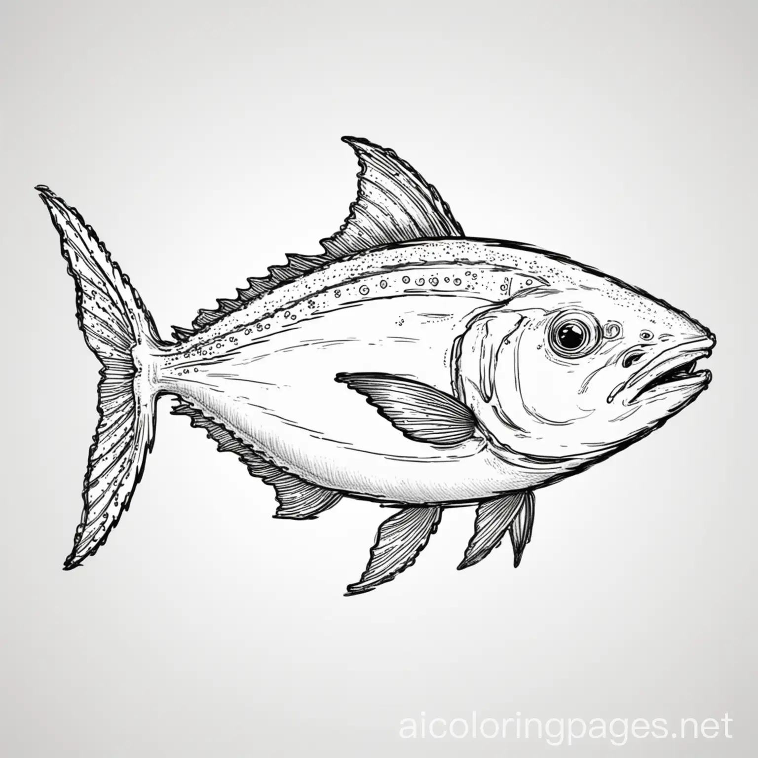 Blue-Fish-Tuna-Coloring-Page-for-Kids-with-Simple-Line-Art-and-Ample-White-Space