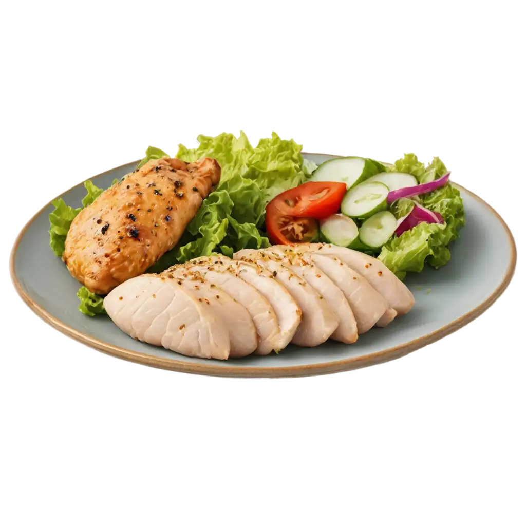 Delicious-Plate-PNG-Savor-the-Visual-Feast-of-Chicken-Breast-Rice-and-Salad