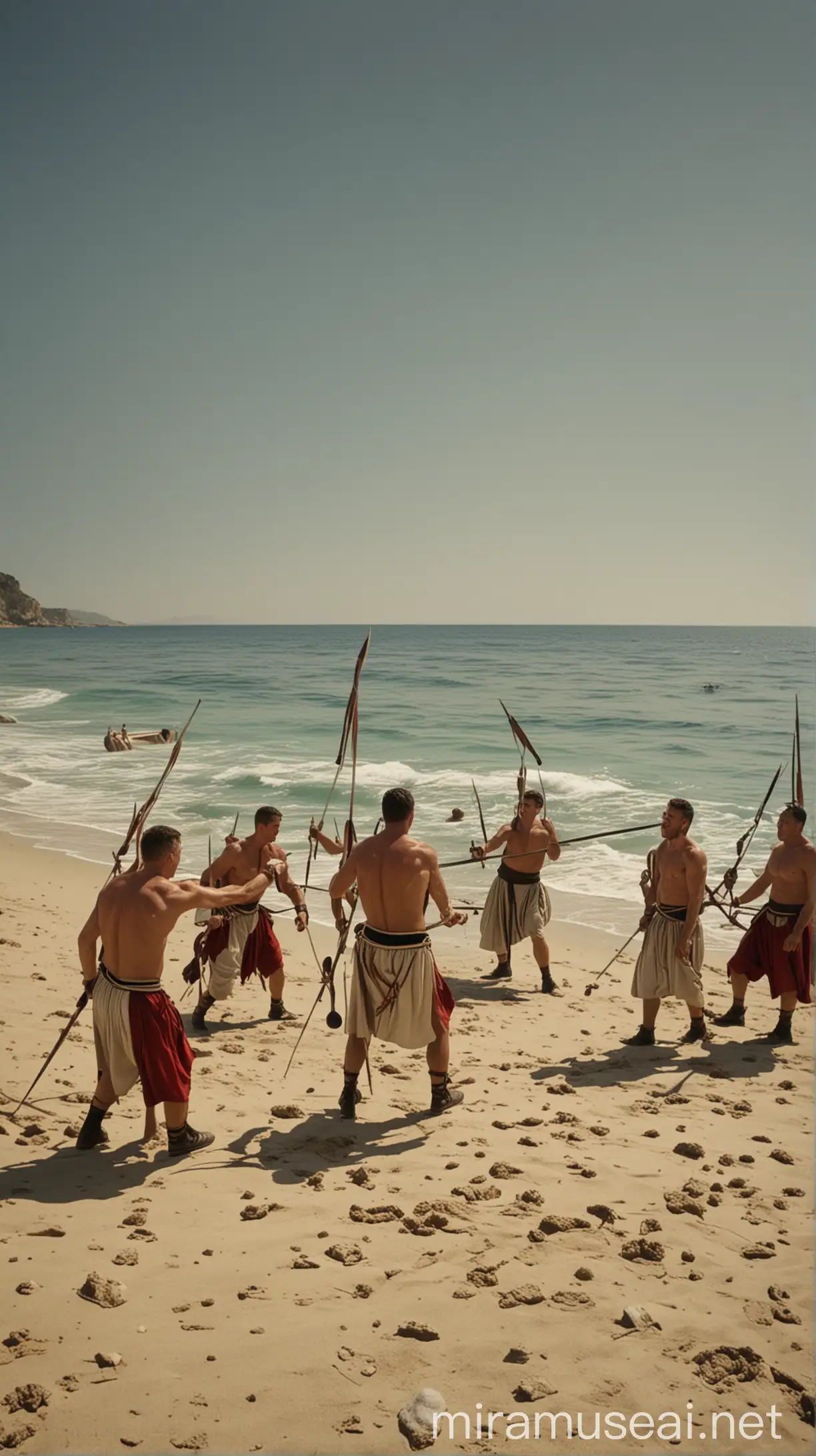 Roman Sailors Training on Mediterranean Beach