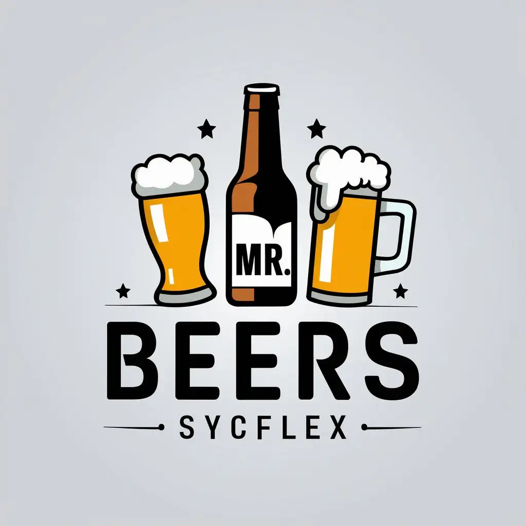 LOGO-Design-for-Mr-Beers-Beer-Bottle-Glass-and-Mug-Theme-on-Clear-Background