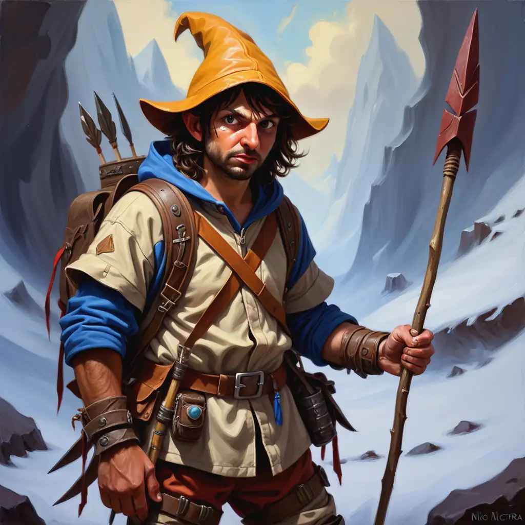 Fantasy Oil Painting of Niko Nicotera as a Nervous Adventurer with Spear