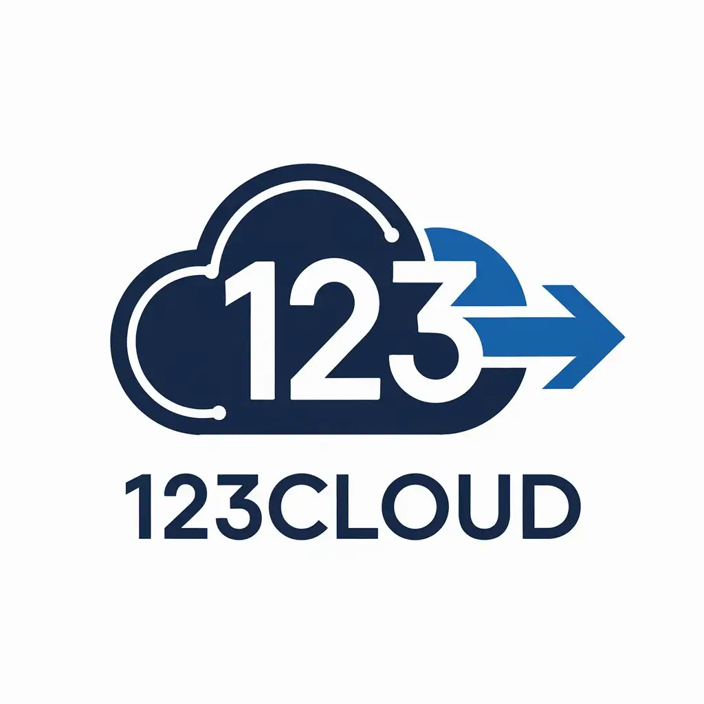 a vector logo design,with the text "123cloud", main symbol:cloud, 123, develop, moving forward,complex,clear background