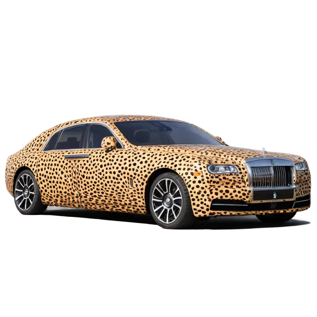 Rolls-Royce car with cheetah skin or body