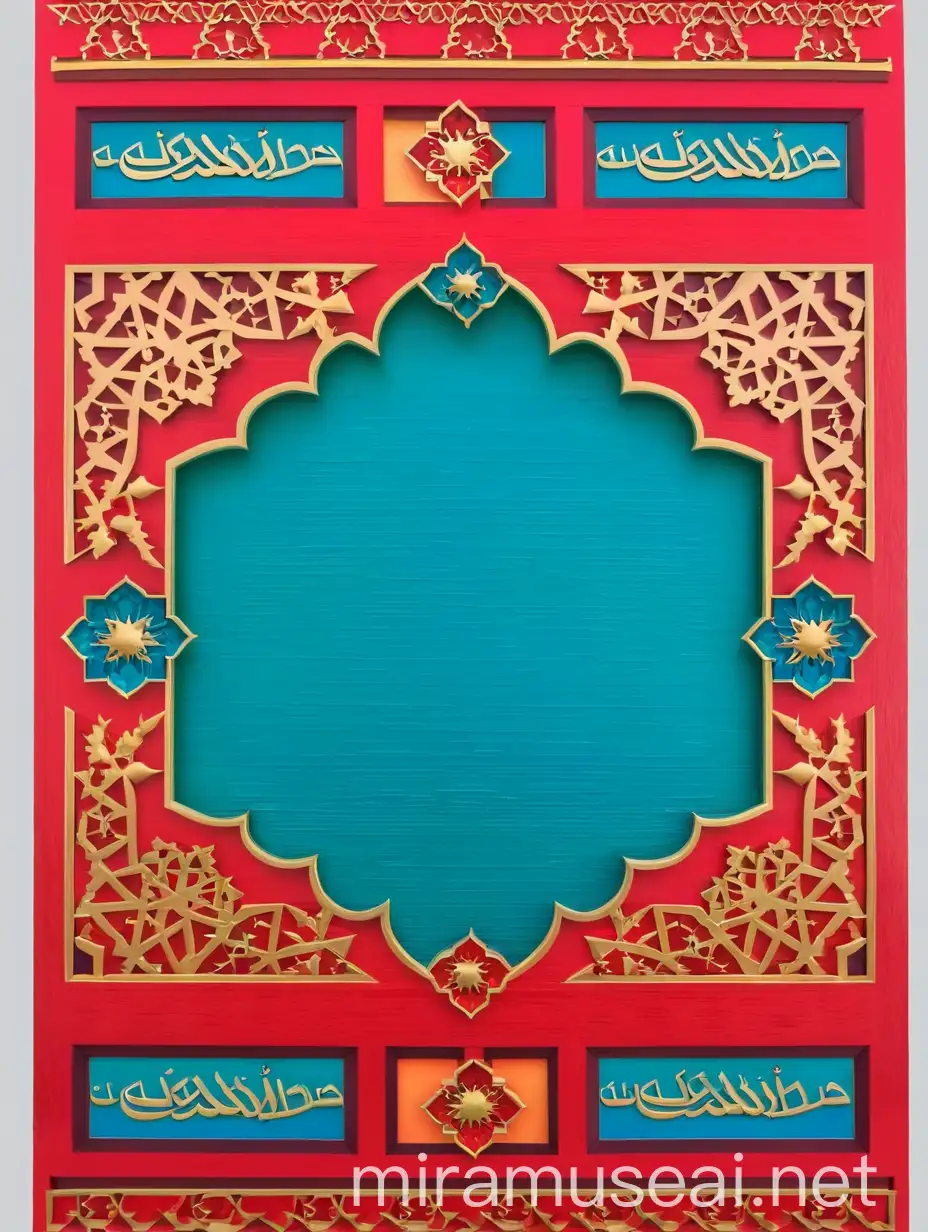 Islamic Decorative Frame with Intricate Patterns and Arabic Calligraphy