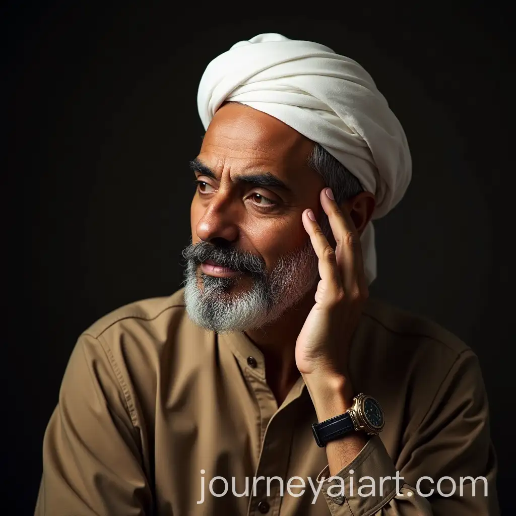 Classical-Ulama-Deep-in-Thought-with-Hand-on-ForeAI-Art-Prompt-Expansionhead