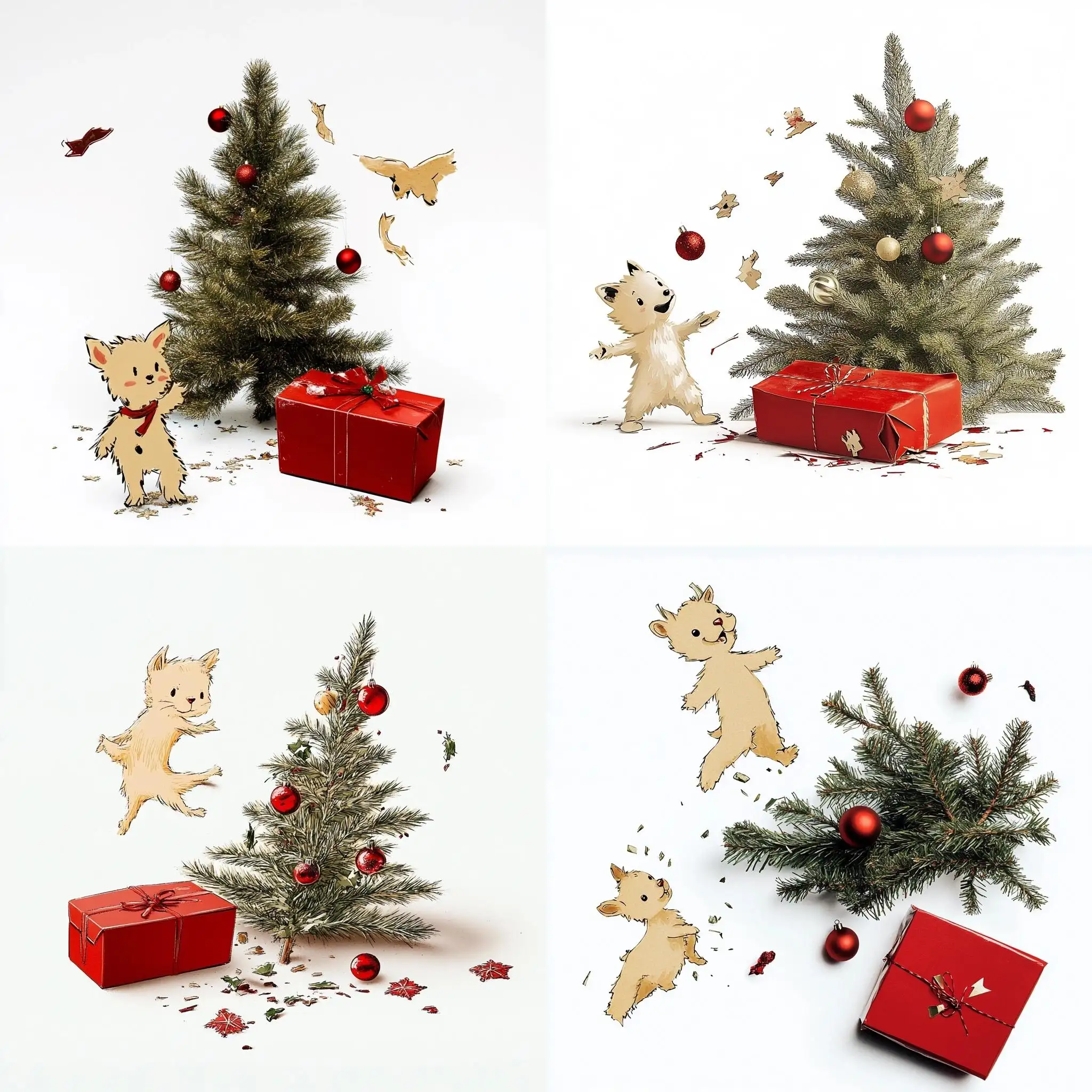 Toppled-Christmas-Tree-with-Broken-Ornaments-and-Red-Gift-Box