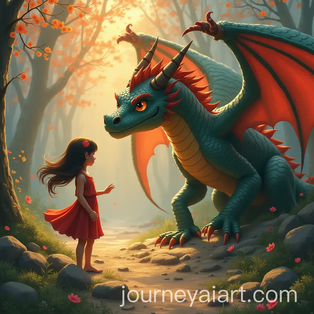 Young-Girl-Playing-with-DragonsAI-Art-Prompt-Expansion-in-Fantasy-Setting