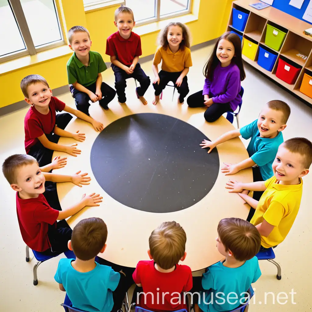 School Children Forming a Circle