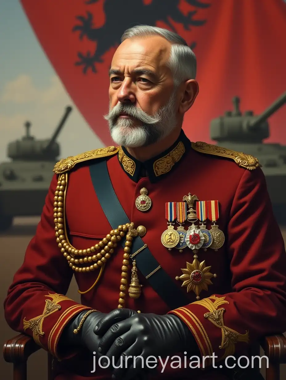 Ceremonial-Portrait-of-Albanian-Field-Marshal-in-Soviet-Socialist-Realism-Style