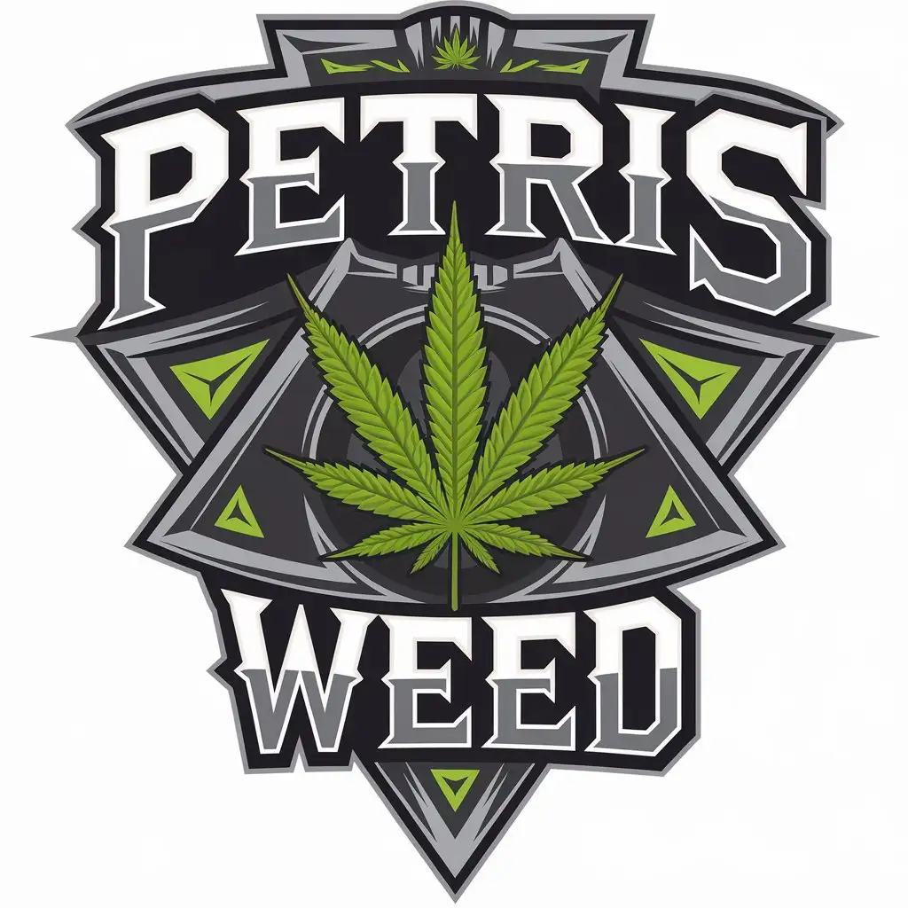 LOGO Design for Petris Weed Vector Design with Cannabis Symbol and Clear Background